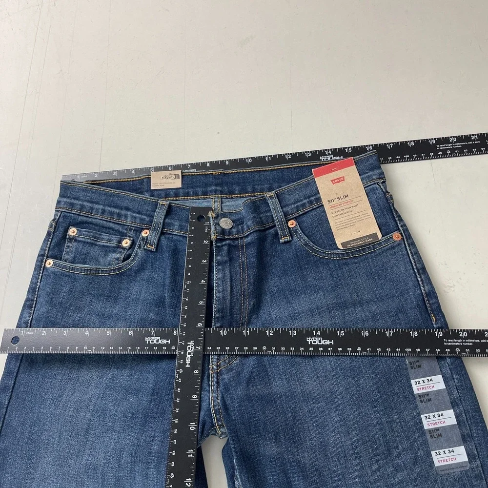 Levis 511 Jeans Mens 32x34 Blue Slim Fit Dark Wash Stretch Denim Grunge Skater